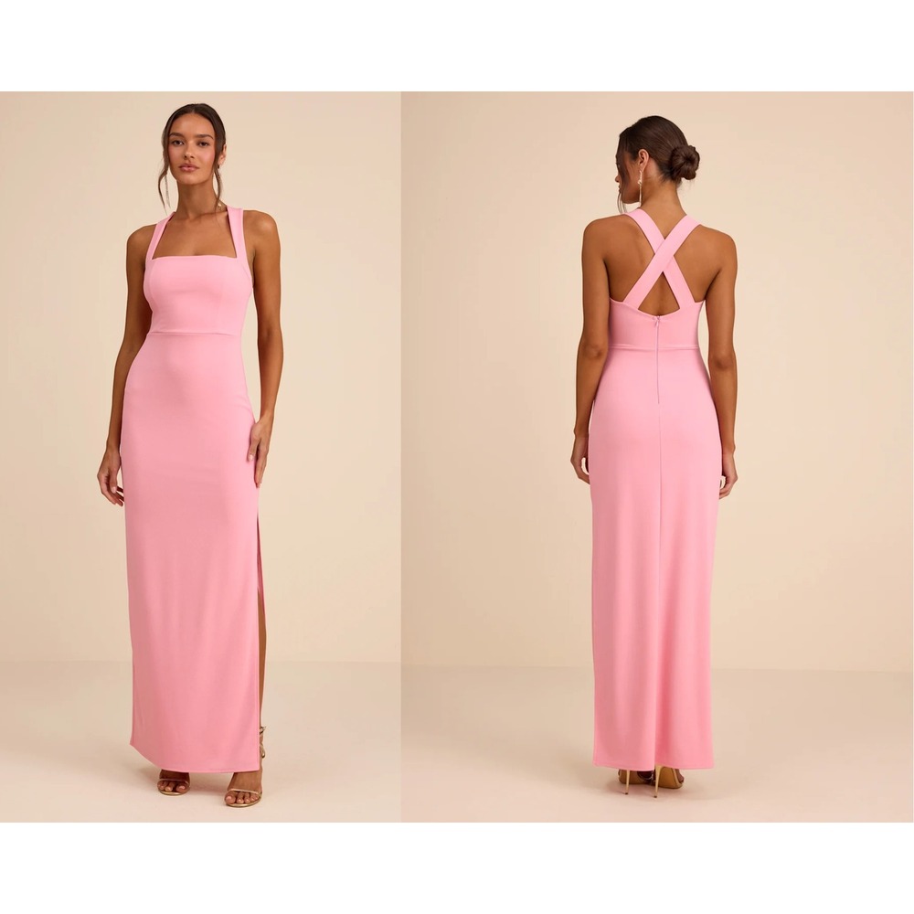 Lulus Glamorous Dedication Light Pink Sleeveless Column Maxi Dress Size XXS - Picture 1 of 9